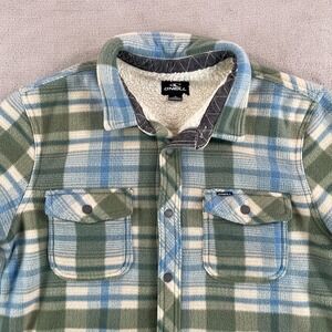 O'Neill Sherpa Lined Flannel Insulated Shirt Jacket Men Small Blue Green Plaid